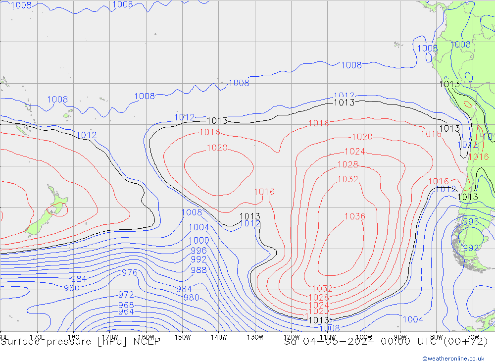 Pressione al suolo NCEP sab 04.05.2024 00 UTC