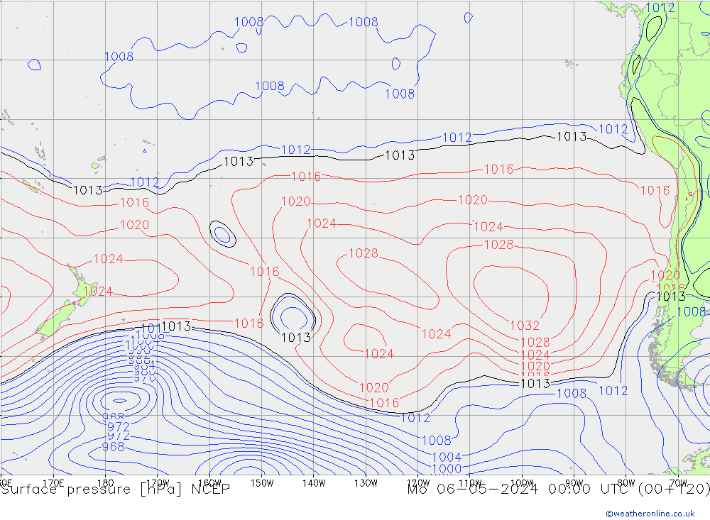 Presión superficial NCEP lun 06.05.2024 00 UTC