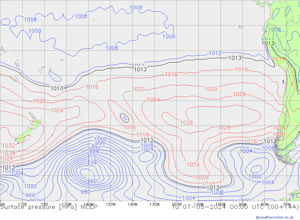 pressão do solo NCEP Ter 07.05.2024 00 UTC