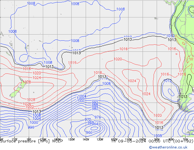 Surface pressure NCEP Th 09.05.2024 00 UTC