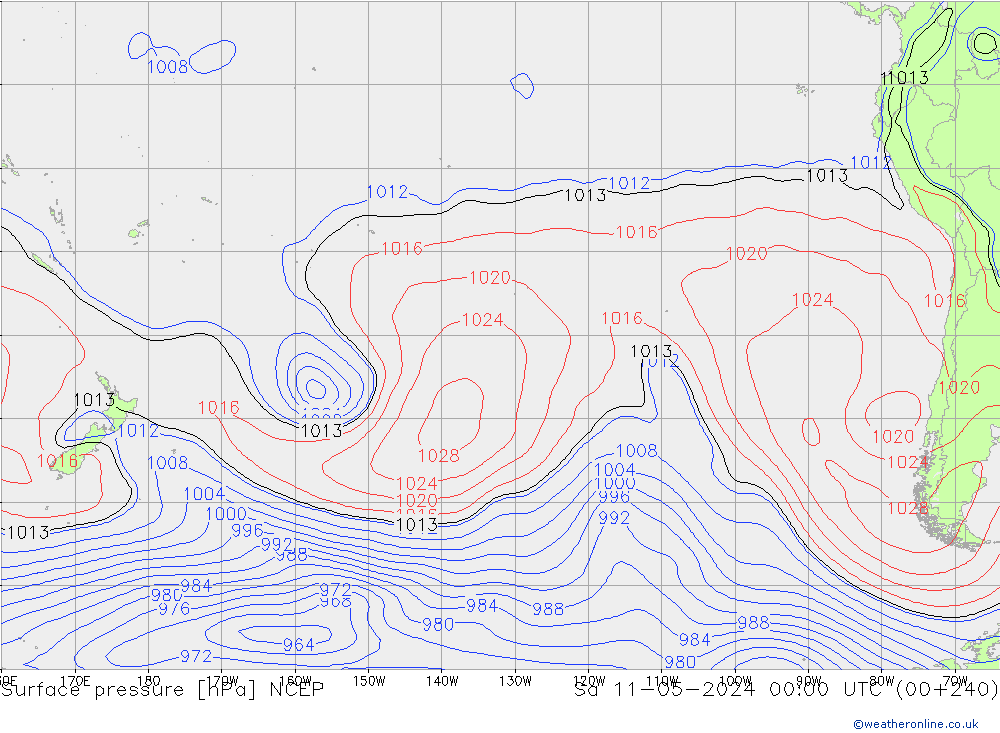 Surface pressure NCEP Sa 11.05.2024 00 UTC