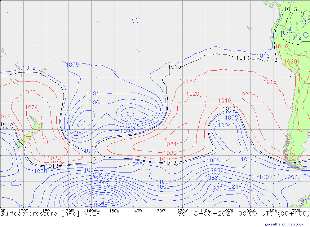 Pressione al suolo NCEP sab 18.05.2024 00 UTC