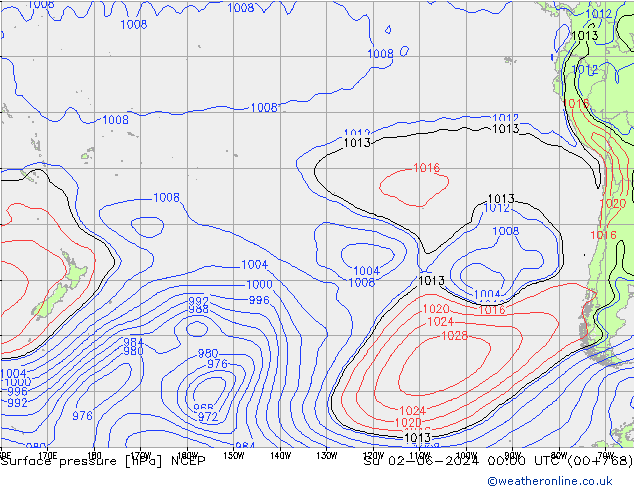 Pressione al suolo NCEP dom 02.06.2024 00 UTC