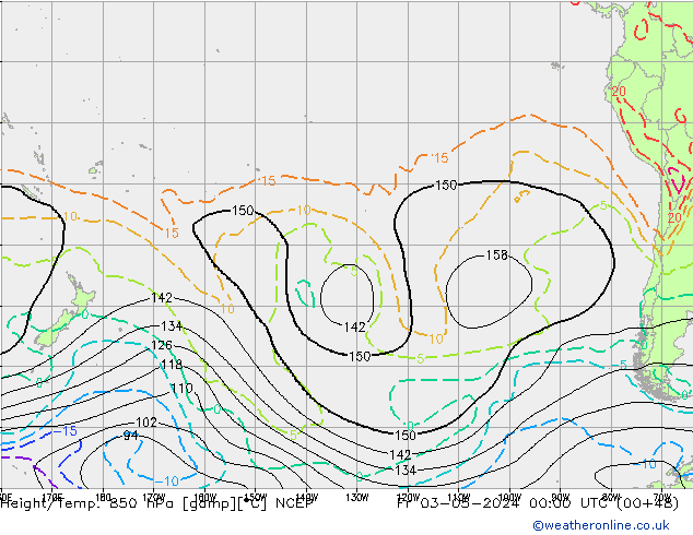 Géop./Temp. 850 hPa NCEP ven 03.05.2024 00 UTC