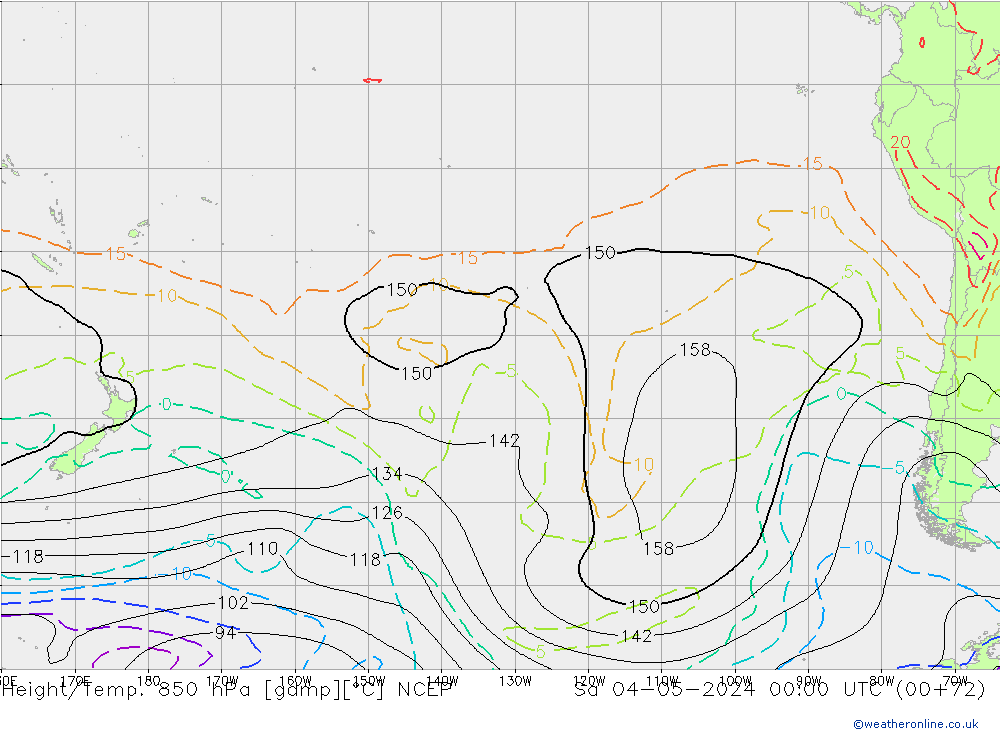 Height/Temp. 850 гПа NCEP сб 04.05.2024 00 UTC