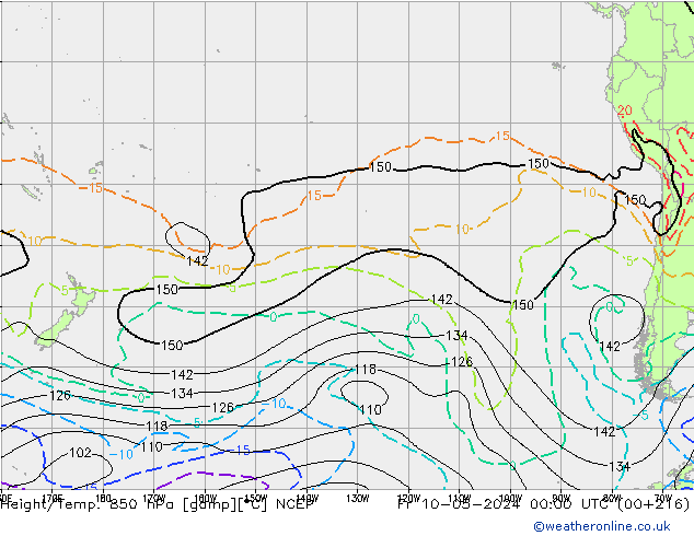 Yükseklik/Sıc. 850 hPa NCEP Cu 10.05.2024 00 UTC