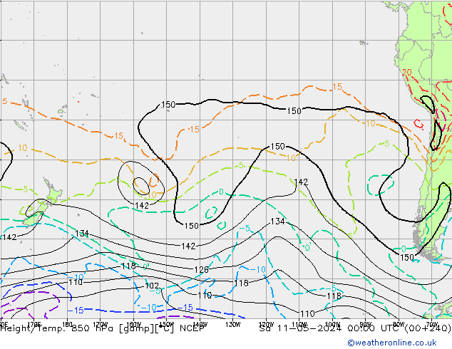 Height/Temp. 850 hPa NCEP Sa 11.05.2024 00 UTC