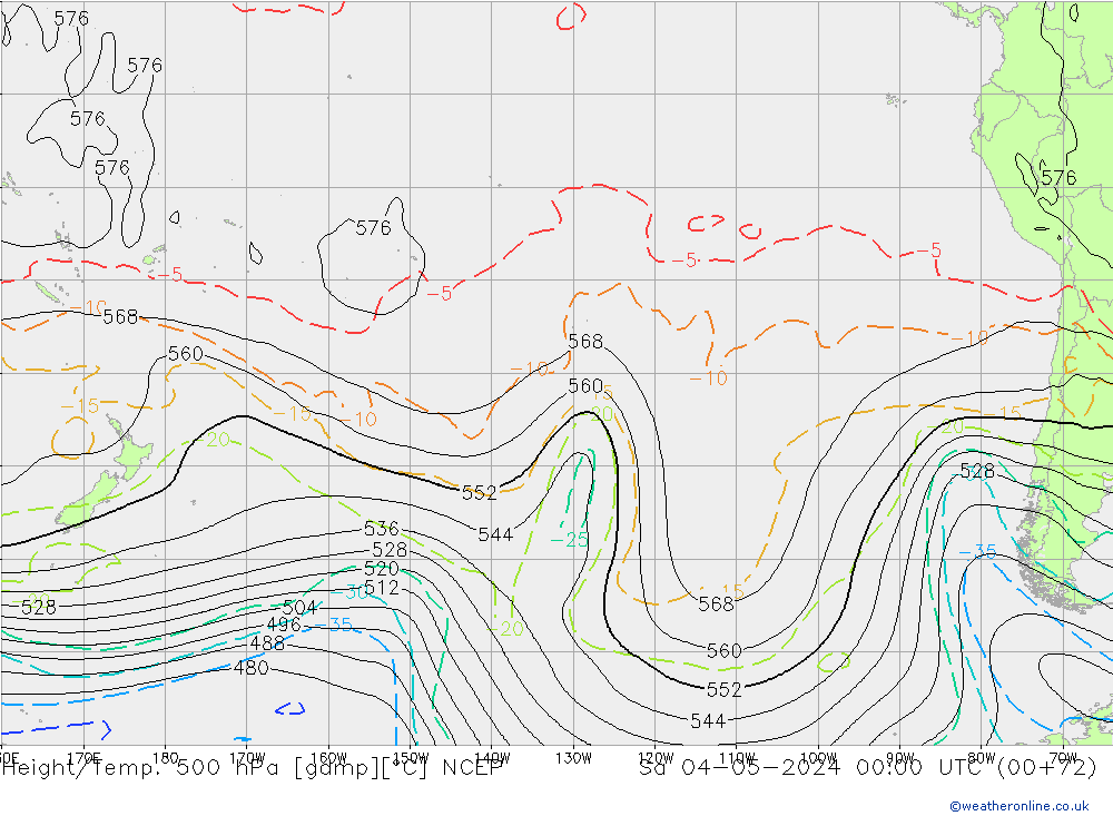 Height/Temp. 500 hPa NCEP So 04.05.2024 00 UTC