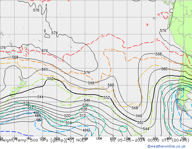 Height/Temp. 500 hPa NCEP dom 05.05.2024 00 UTC