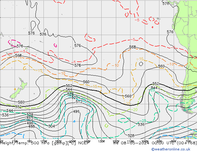 Height/Temp. 500 hPa NCEP We 08.05.2024 00 UTC