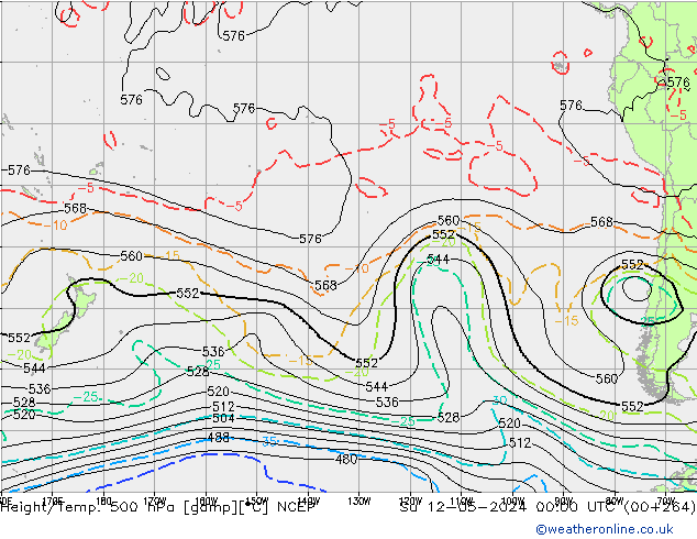 Height/Temp. 500 гПа NCEP Вс 12.05.2024 00 UTC