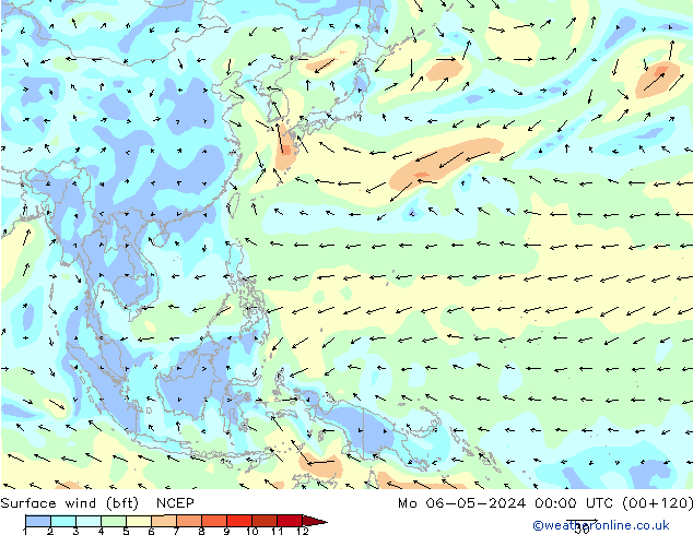 Vent 10 m (bft) NCEP lun 06.05.2024 00 UTC