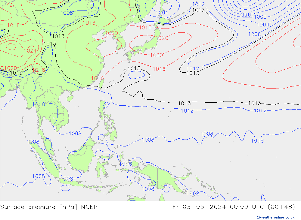 pressão do solo NCEP Sex 03.05.2024 00 UTC