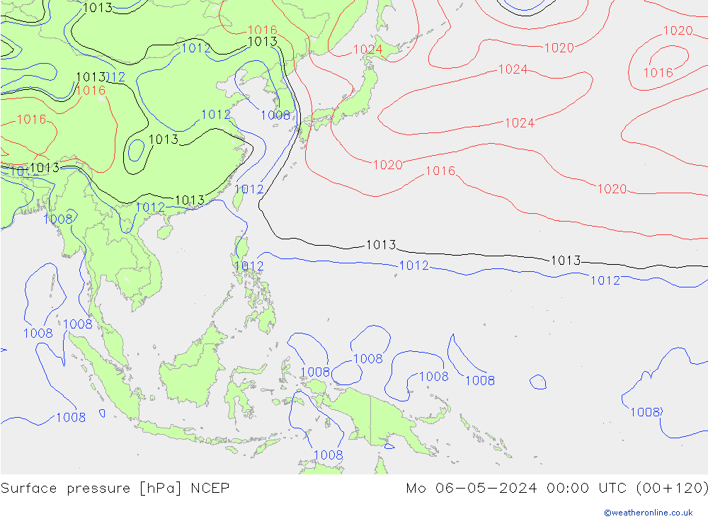 Atmosférický tlak NCEP Po 06.05.2024 00 UTC