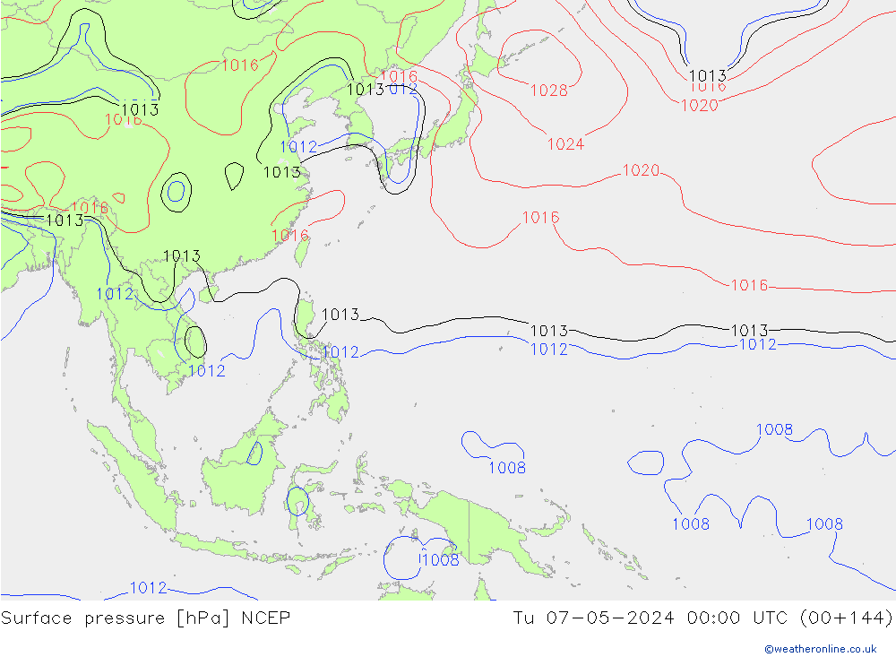 Surface pressure NCEP Tu 07.05.2024 00 UTC