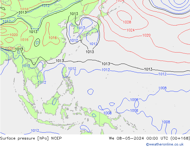 Atmosférický tlak NCEP St 08.05.2024 00 UTC