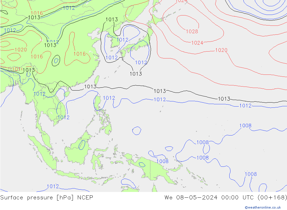 Surface pressure NCEP We 08.05.2024 00 UTC