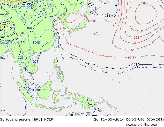 Pressione al suolo NCEP dom 12.05.2024 00 UTC