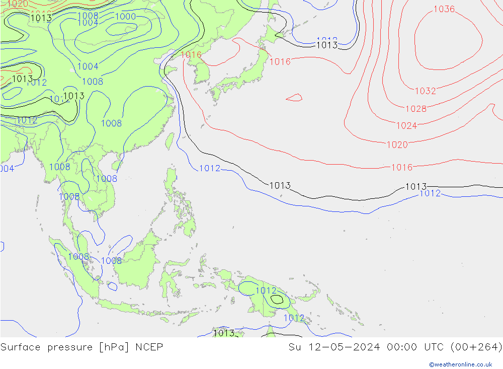Pressione al suolo NCEP dom 12.05.2024 00 UTC