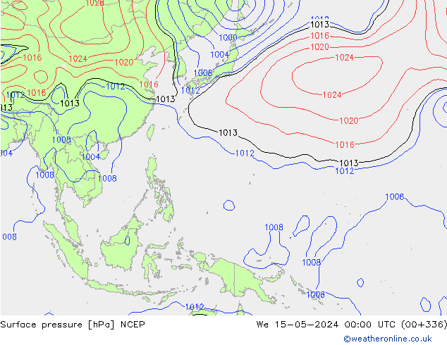 Atmosférický tlak NCEP St 15.05.2024 00 UTC