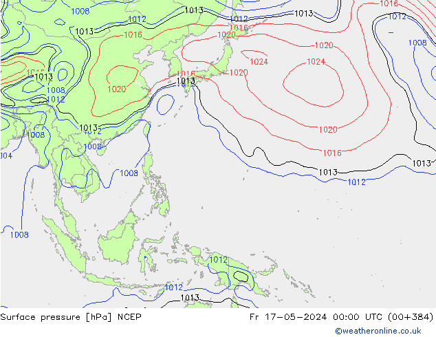 Pressione al suolo NCEP ven 17.05.2024 00 UTC