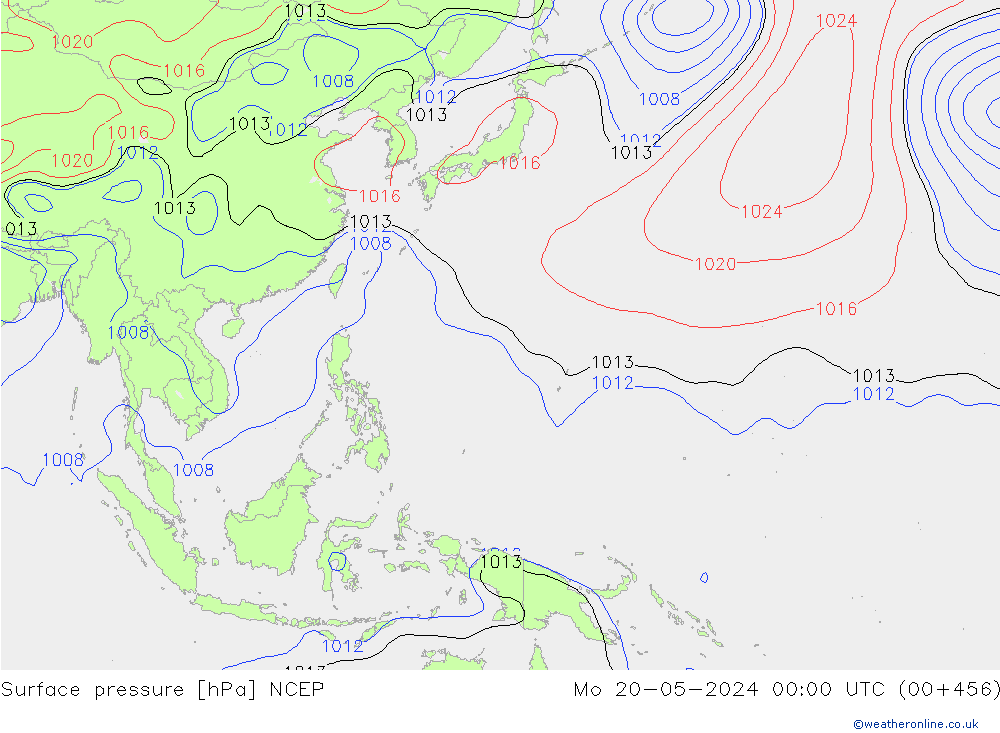 Pressione al suolo NCEP lun 20.05.2024 00 UTC