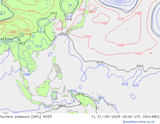 Luchtdruk (Grond) NCEP di 21.05.2024 00 UTC