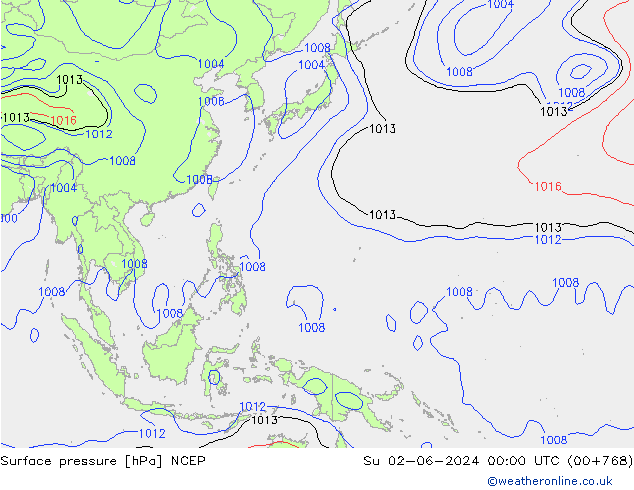 Yer basıncı NCEP Paz 02.06.2024 00 UTC