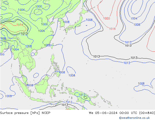 Atmosférický tlak NCEP St 05.06.2024 00 UTC