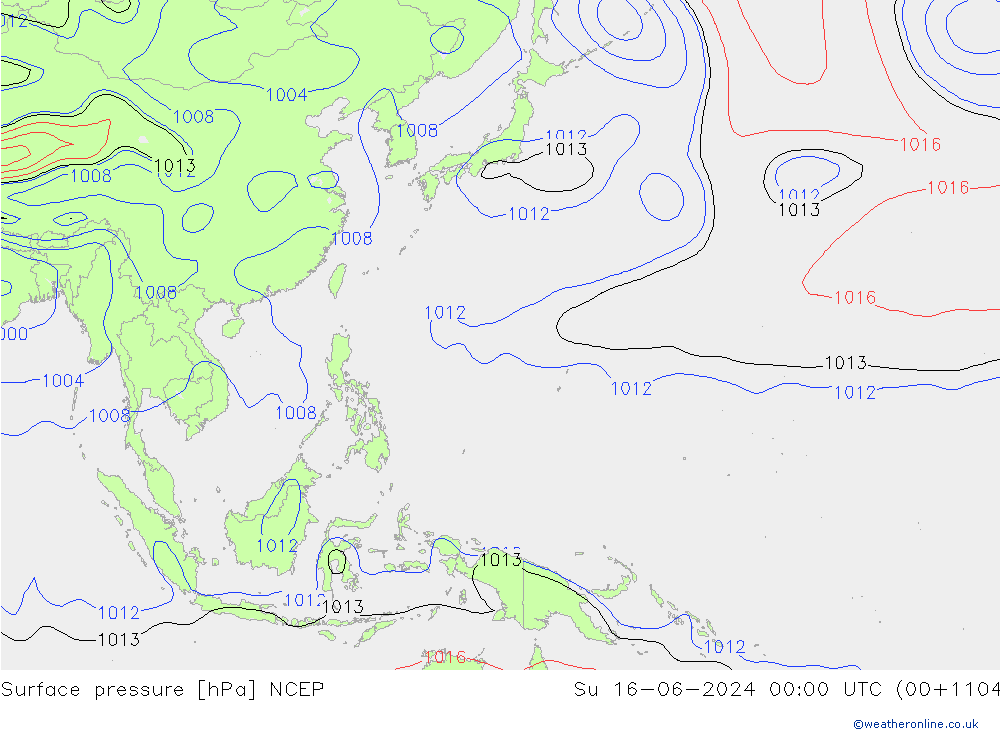 pressão do solo NCEP Dom 16.06.2024 00 UTC