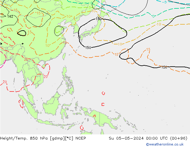 Height/Temp. 850 гПа NCEP Вс 05.05.2024 00 UTC