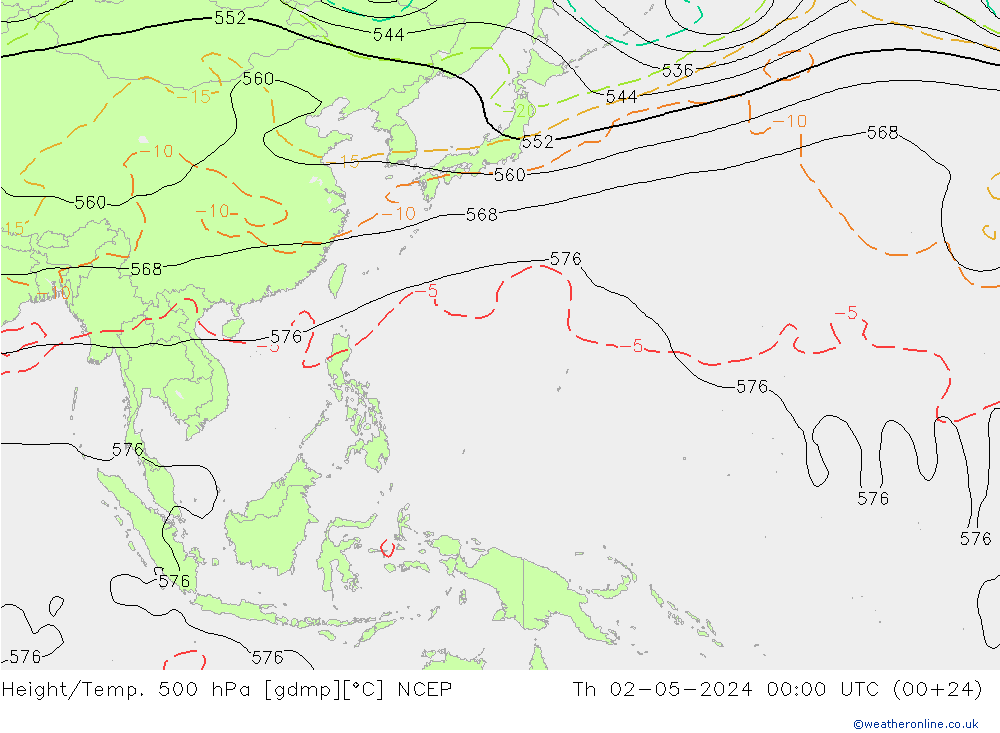 Height/Temp. 500 hPa NCEP  02.05.2024 00 UTC