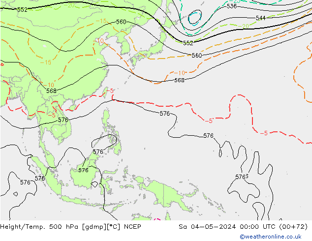 Height/Temp. 500 hPa NCEP so. 04.05.2024 00 UTC