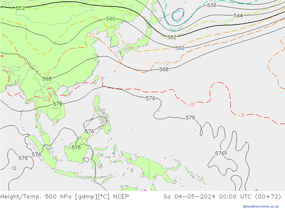 Height/Temp. 500 hPa NCEP  04.05.2024 00 UTC