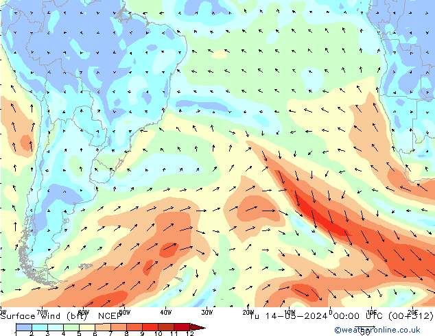  10 m (bft) NCEP  14.05.2024 00 UTC