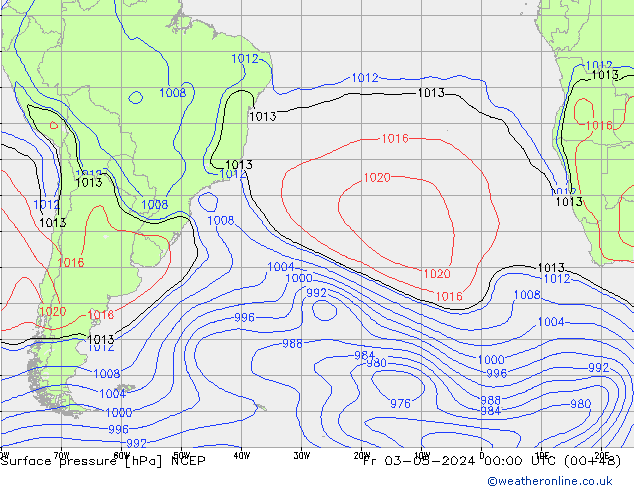 Atmosférický tlak NCEP Pá 03.05.2024 00 UTC