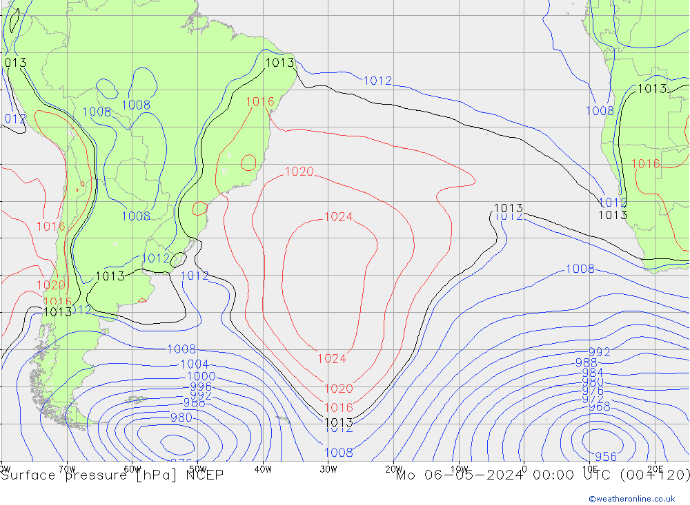 Presión superficial NCEP lun 06.05.2024 00 UTC