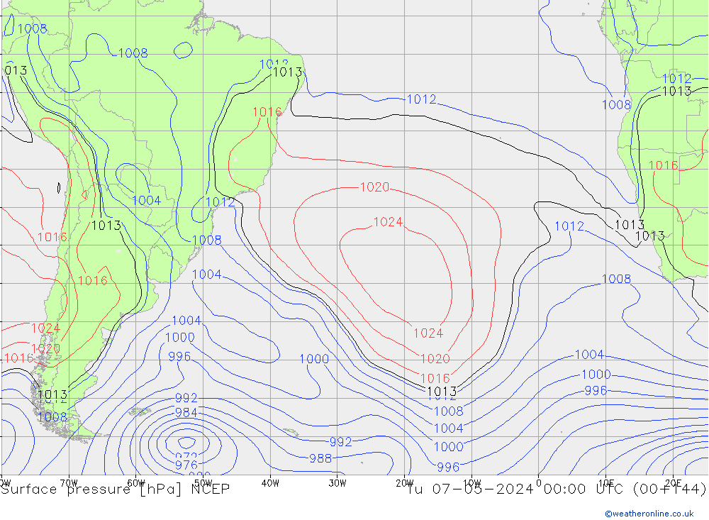 Surface pressure NCEP Tu 07.05.2024 00 UTC
