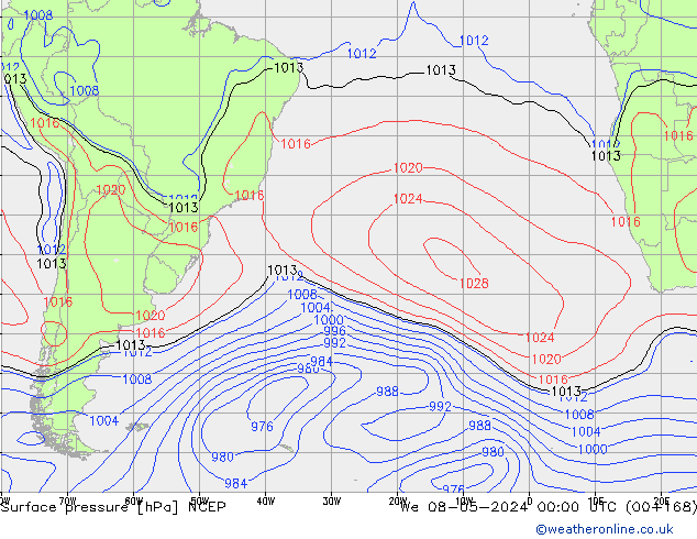 Luchtdruk (Grond) NCEP wo 08.05.2024 00 UTC