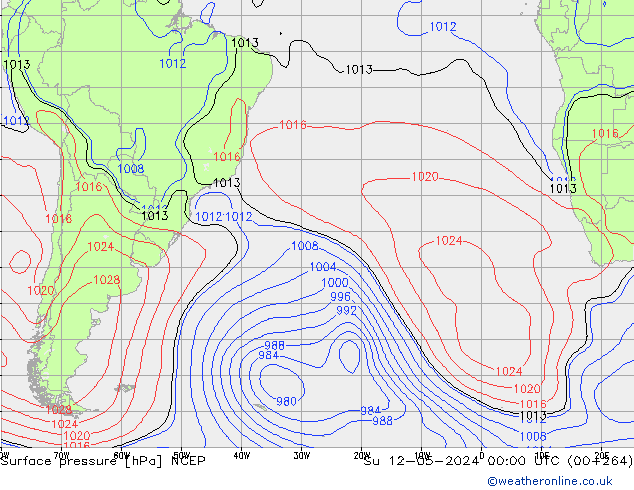 pressão do solo NCEP Dom 12.05.2024 00 UTC