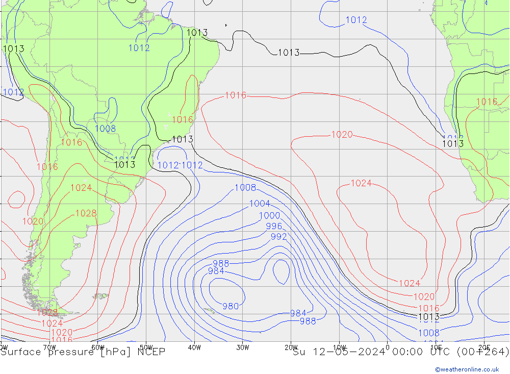 Luchtdruk (Grond) NCEP zo 12.05.2024 00 UTC