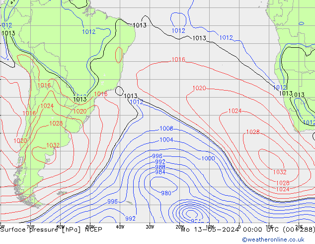 Bodendruck NCEP Mo 13.05.2024 00 UTC