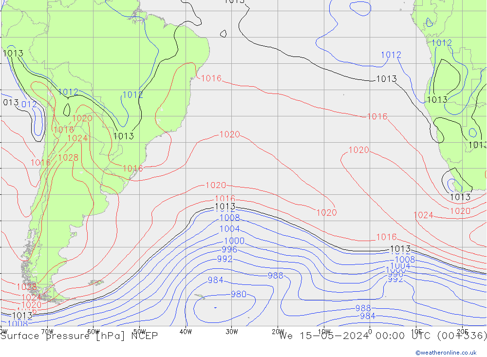 приземное давление NCEP ср 15.05.2024 00 UTC