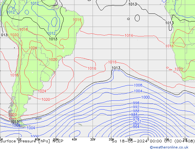 Pressione al suolo NCEP sab 18.05.2024 00 UTC