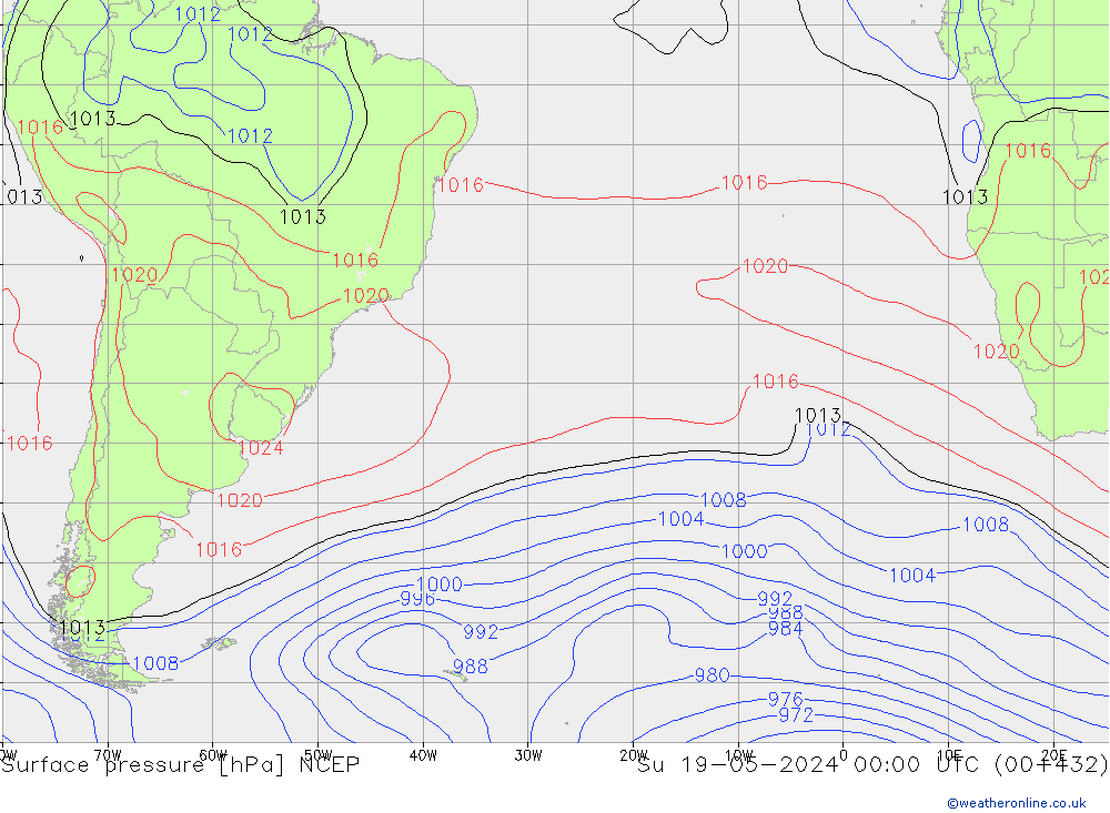 Luchtdruk (Grond) NCEP zo 19.05.2024 00 UTC