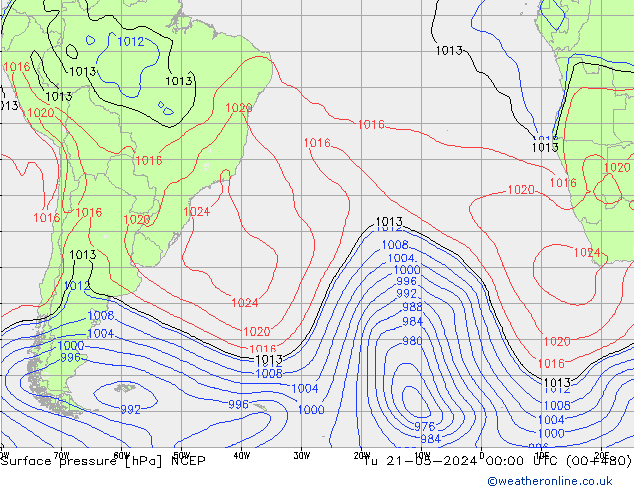 Surface pressure NCEP Tu 21.05.2024 00 UTC
