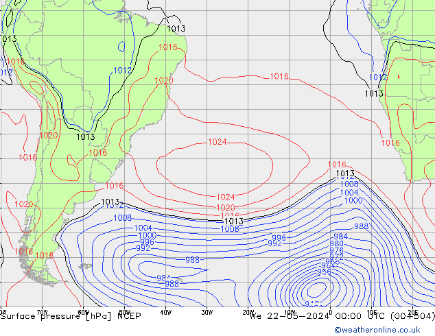 Surface pressure NCEP We 22.05.2024 00 UTC