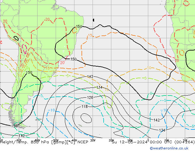 Yükseklik/Sıc. 850 hPa NCEP Paz 12.05.2024 00 UTC