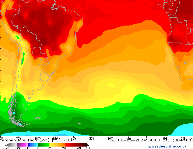 Max.  (2m) NCEP  02.06.2024 00 UTC