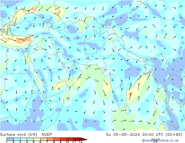 ве�Bе�@ 10 m (bft) NCEP Вс 05.05.2024 00 UTC